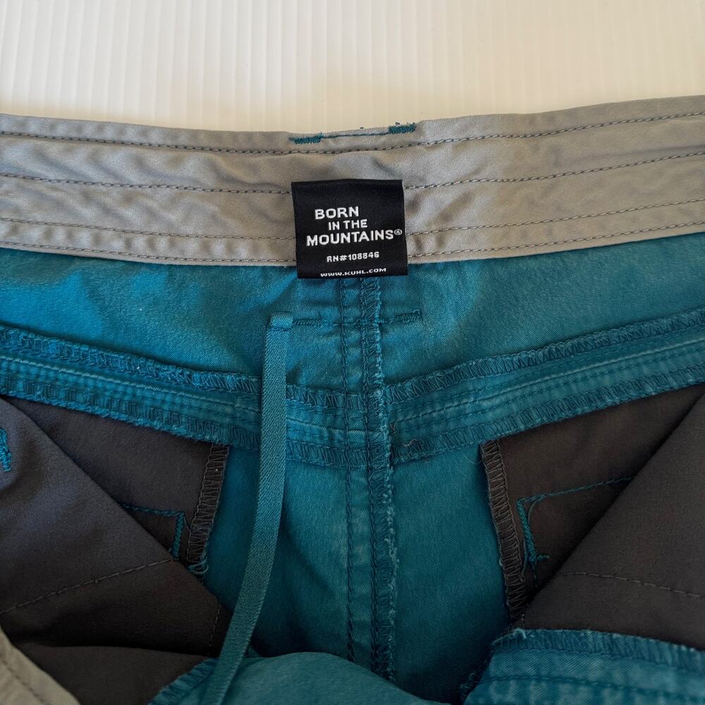 KUHL Spire Hiking Shorts Sz 8 Teal Blue UPF50 Gorpcore Sportif Hiking Camping - Picture 13 of 15